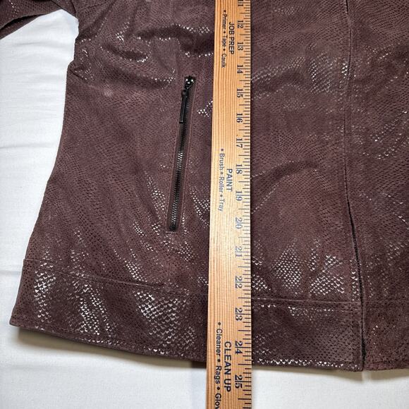 Terry Lewis Leather Jacket Womens 1X Brown Shiny Animal Print Classic Luxuries - Picture 7 of 13
